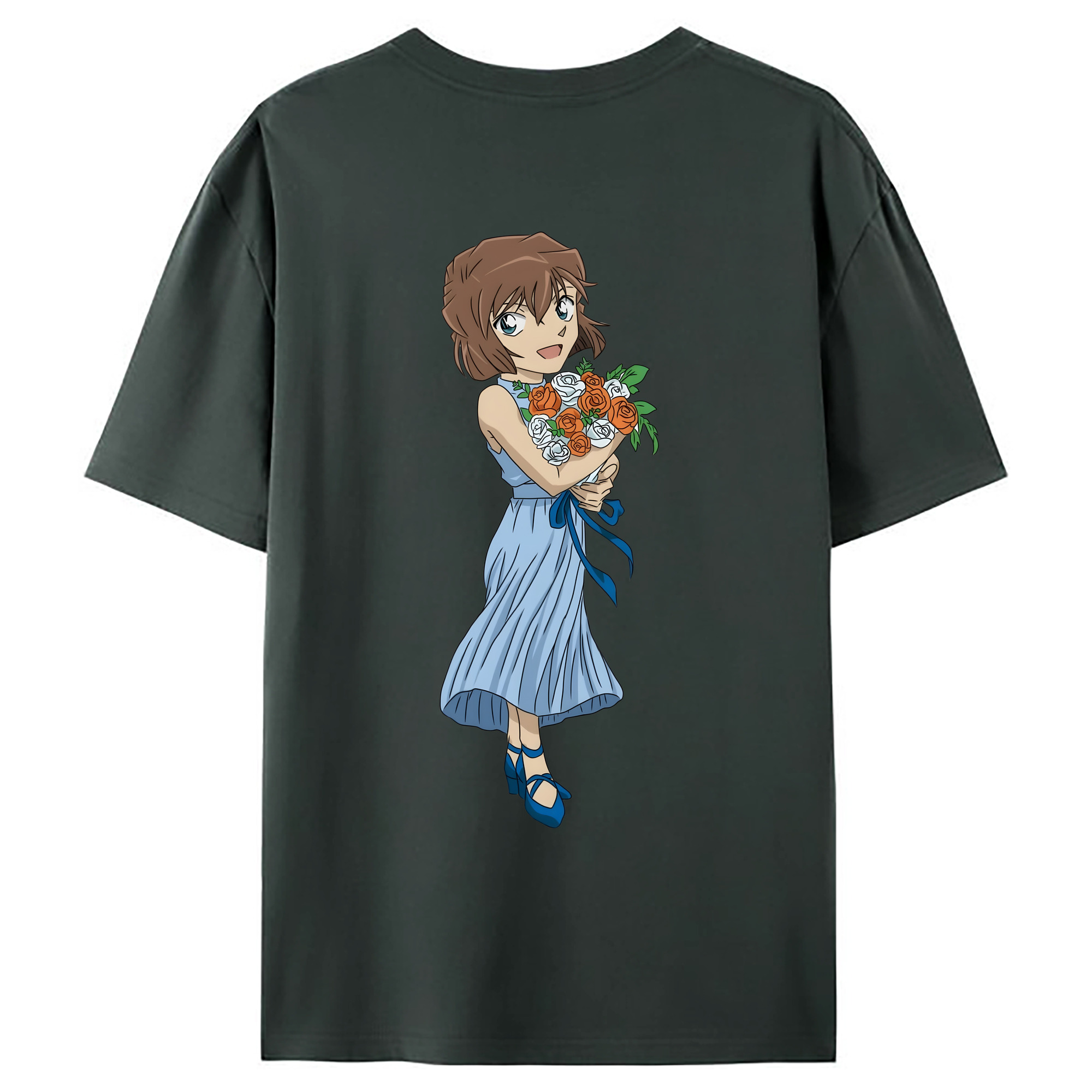 （画像用） 名探偵コナン 灰原 哀 はいばら あい Detective Conan Anita Hailey、Vi Graythorn Haibara Ai 綿100％ メンズ半袖Tシャツ（バックプリント） 通気性